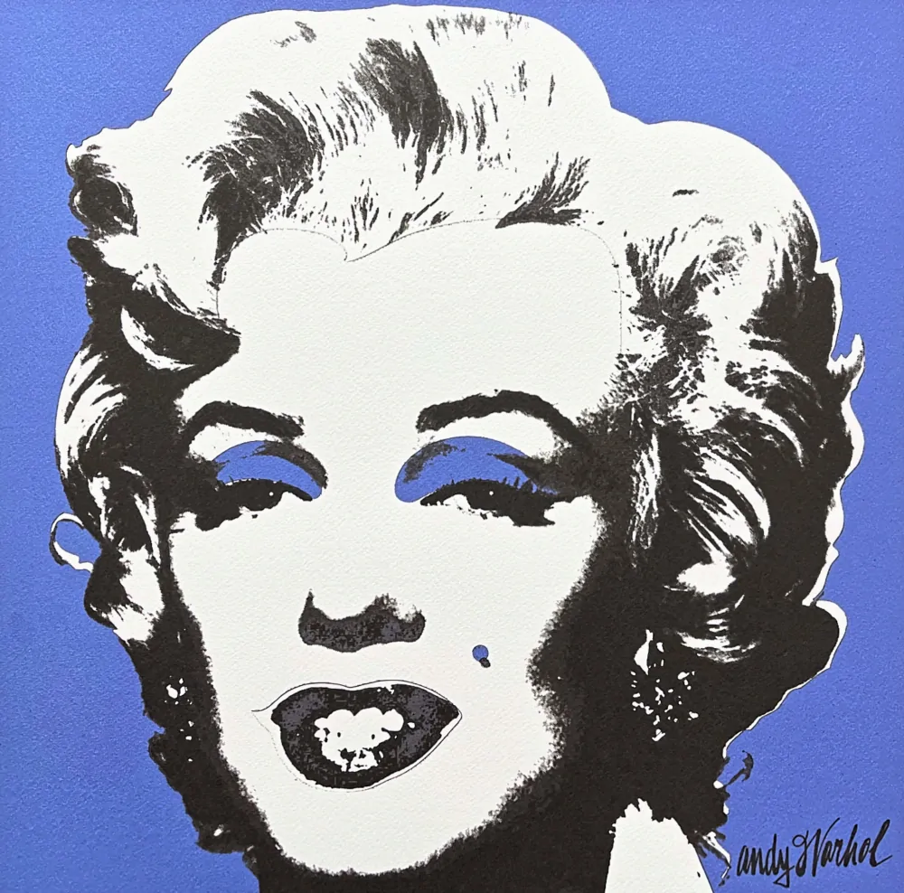 Andy Warhol - Marilyn Monroe modrá 49/500 - signováno, 50x50cm, limitovaná edice CMOA s certifikátem