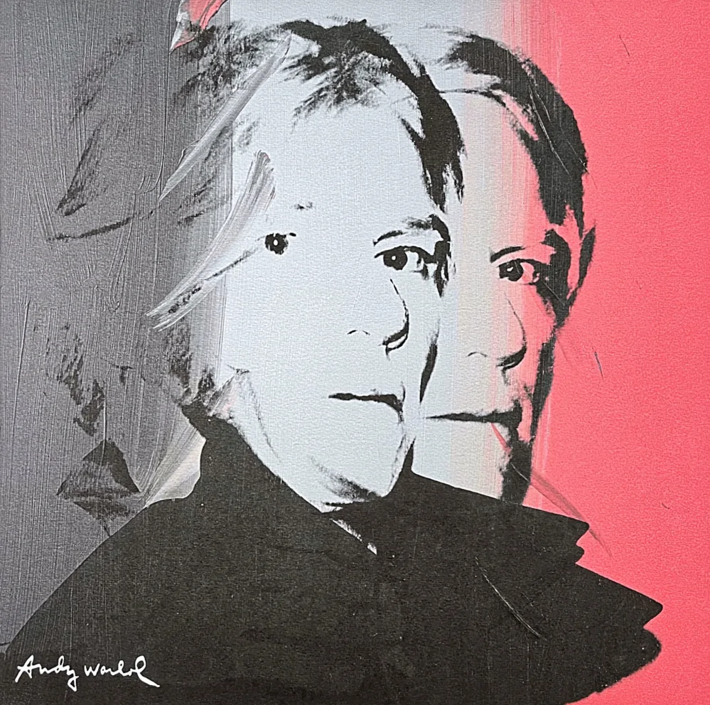 Andy Warhol - Self Portrait šedo-červený 139/500 - signováno, 50x50cm, limitovaná edice CMOA s certifikátem 