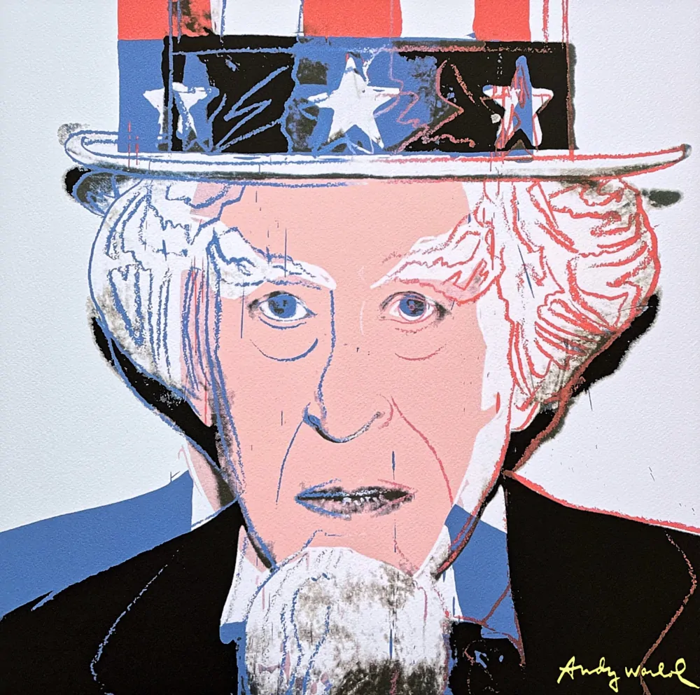 Andy Warhol - Uncle Sam světle modrý 16/500 - signováno, 50x50cm, limitovaná edice CMOA s certifikátem