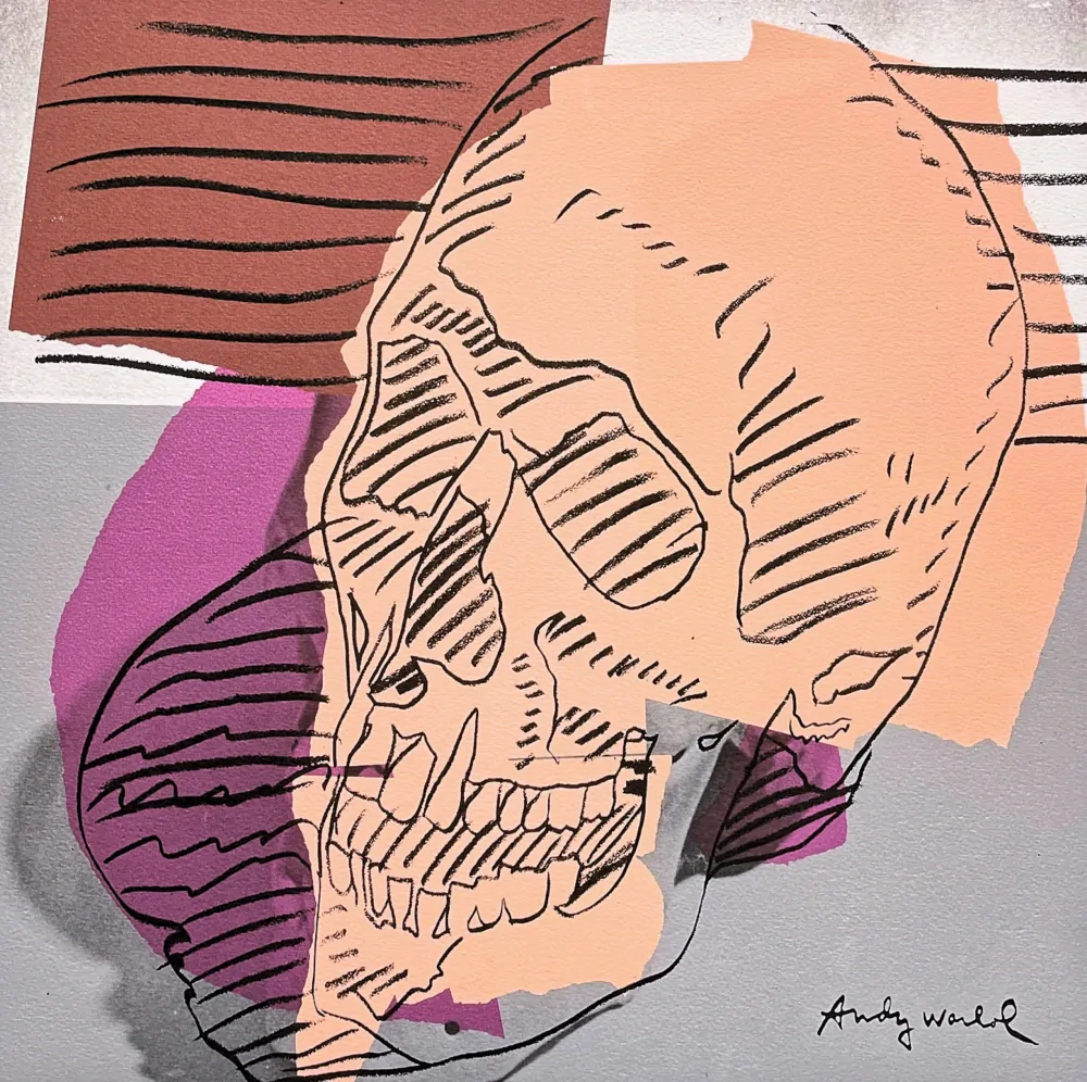 Andy Warhol - Skull oranžová 318/500 - signováno, 50x50cm, limitovaná edice CMOA s certifikátem