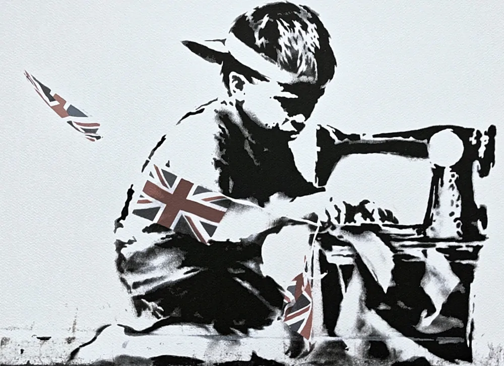 Banksy - Slave Labour x/150 - číslovaná edice s certifikátem, 70x50cm