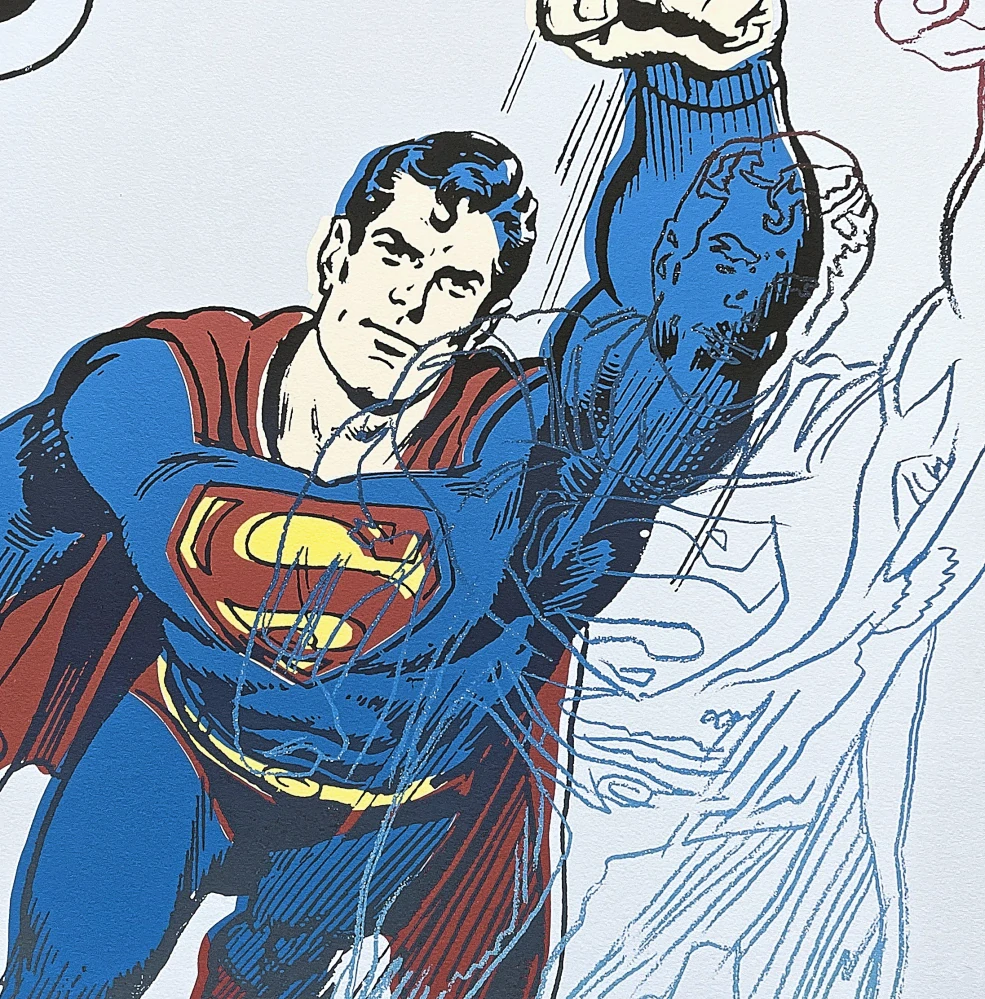 Andy Warhol - Superman světle modrý 277/2400 - 60x60 cm, limitovaná edice CMOA s certifikátem