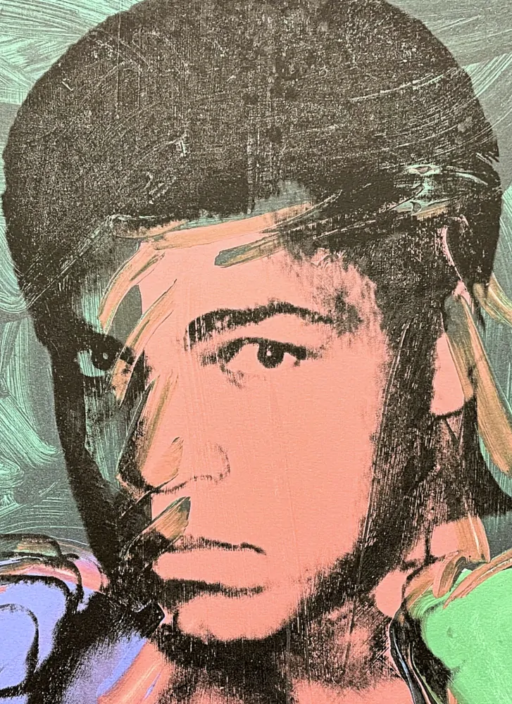 Andy Warhol - Muhammad Ali modro-zelený x/2400 - 60x60cm, limitovaná edice CMOA s certifikátem
