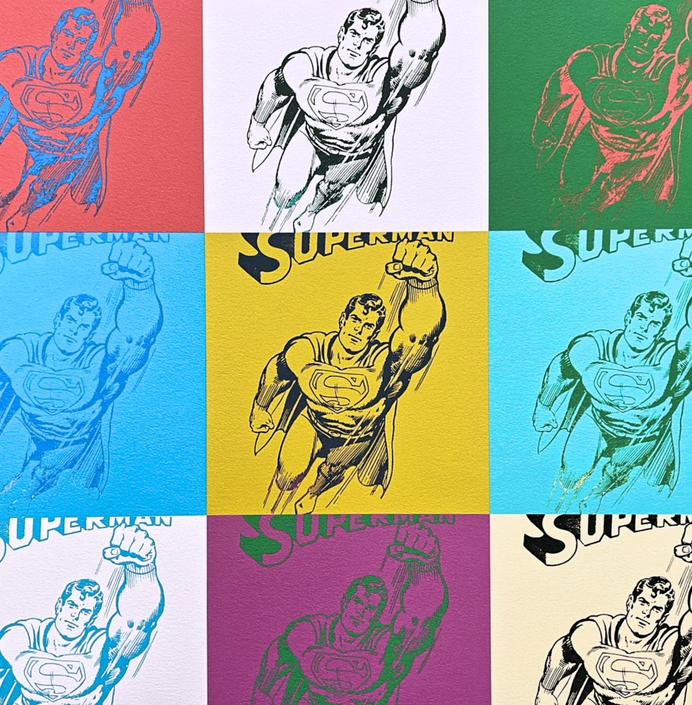 Andy Warhol - 9x Superman 201/2400 - 60x60cm, limitovaná edice CMOA s certifikátem