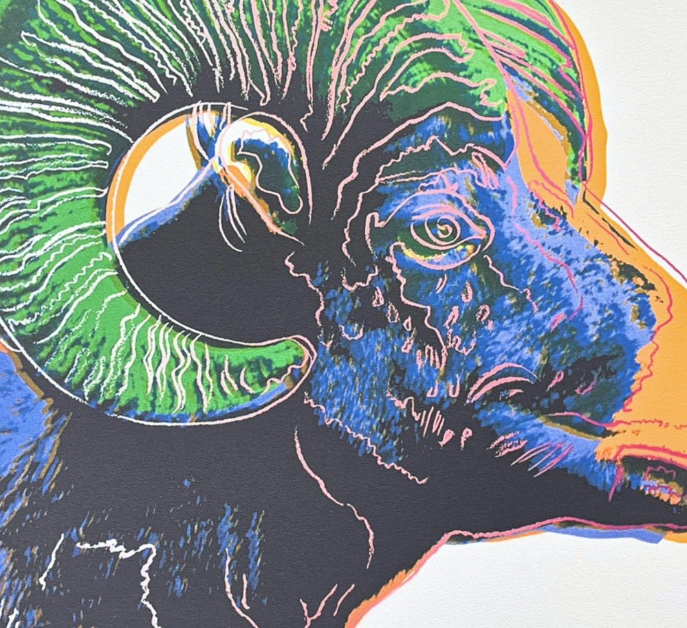 Andy Warhol - Bighorn Ram modro-zelený x/2400 - 60x60cm, limitovaná edice CMOA s certifikátem
