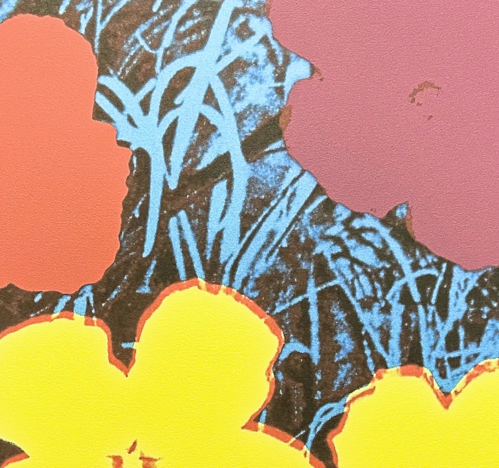 Andy Warhol - Flowers fialovo-žluté x/2400 - 60x60cm, limitovaná edice CMOA s certifikátem