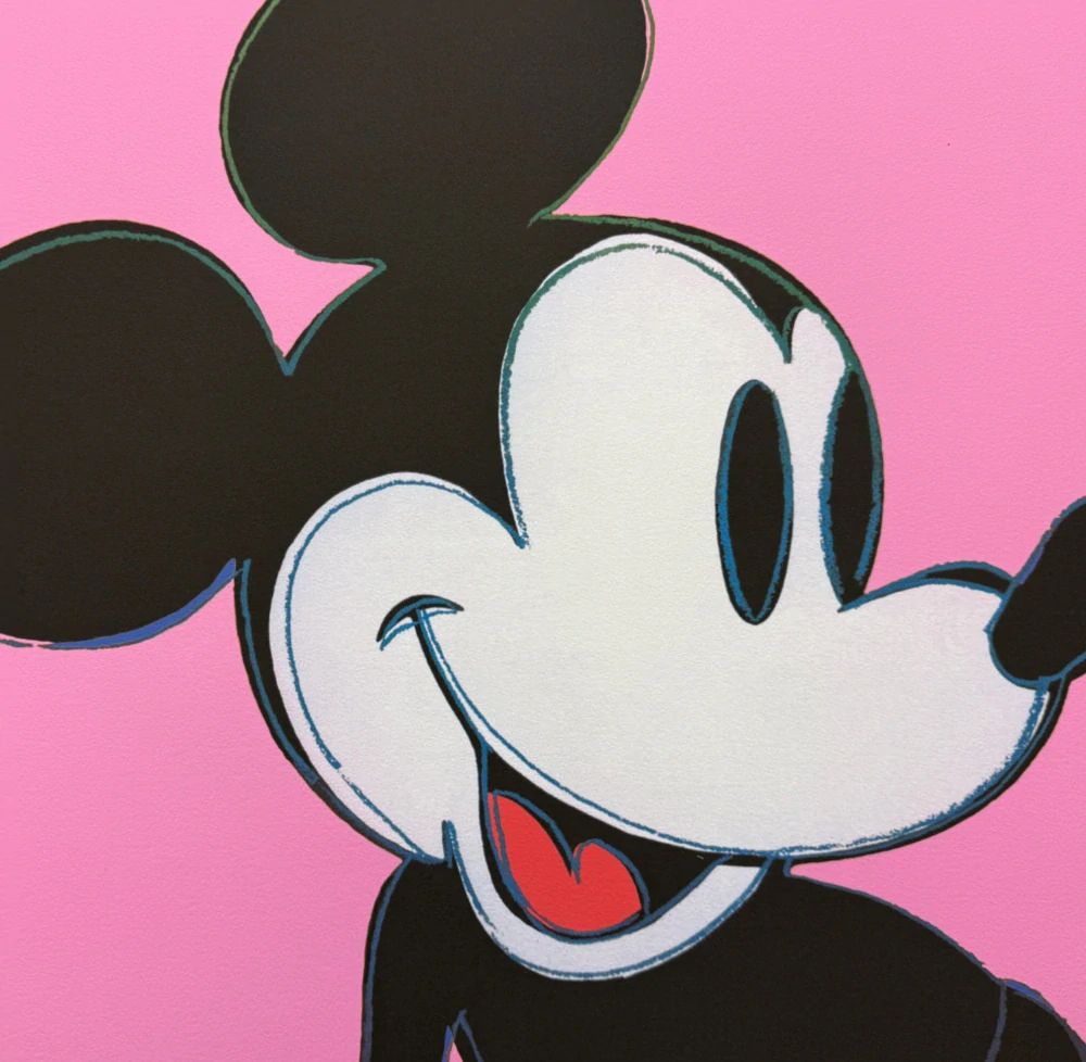Andy Warhol - Mickey Mouse růžový 205/2400 - 60x60cm, limitovaná edice CMOA s certifikátem