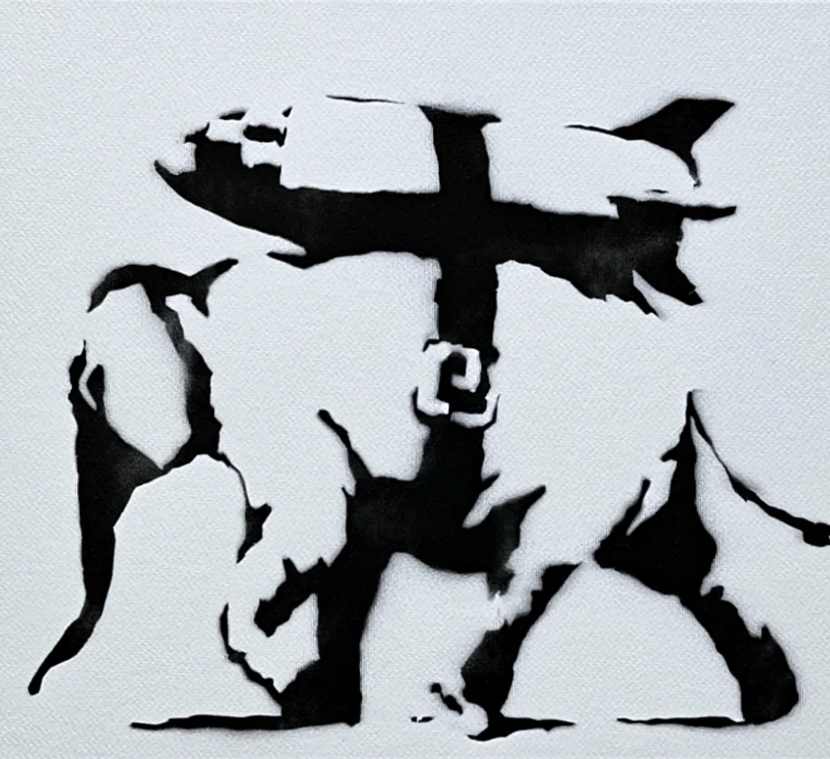 Banksy - Elephant with bomb 77/100 - číslovaná edice s certifikátem, 50x70cm