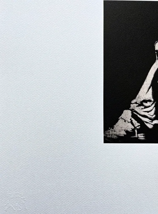 Banksy - Hooded man with knife 47/150 - číslovaná edice s certifikátem, 70x50cm