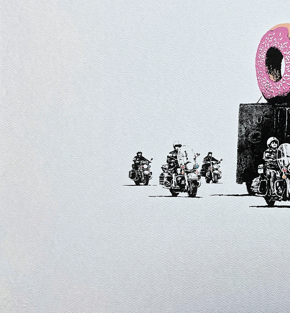 Banksy - Police donut x/150 - číslovaná edice s certifikátem, 70x50cm