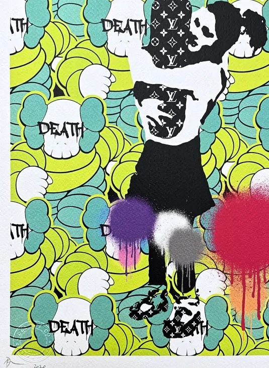 Death NYC - Banksy Bomb love a Kaws - limitovaná edice s certifikátem, 32x45cm