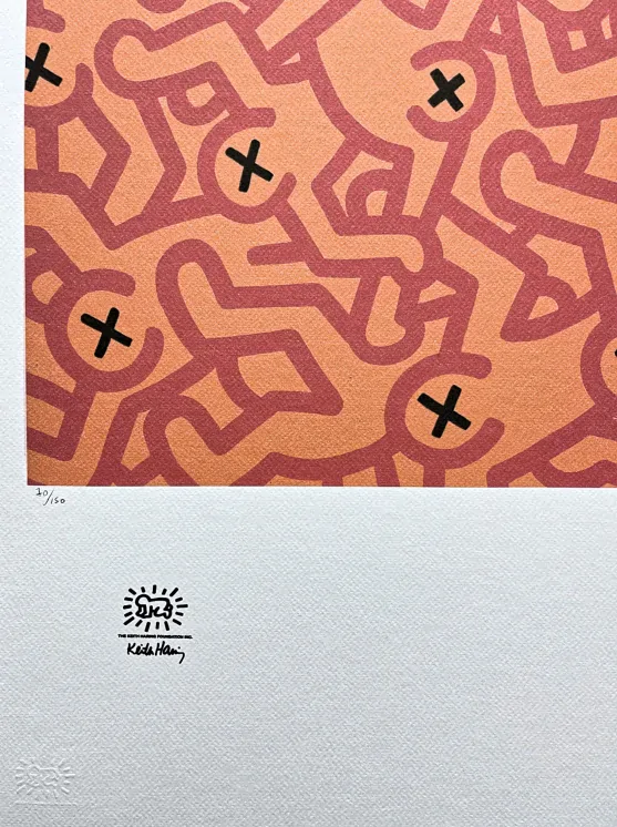 Keith Haring - Untitled orange 70/150 - signováno, limitovaná edice s certifikátem, 50x70 cm