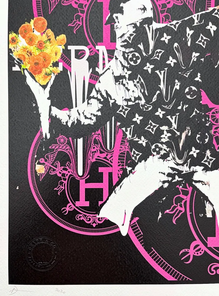 Death NYC - Banksy Flower Thrower a Hermes - limitovaná edice s certifikátem, 32x45cm