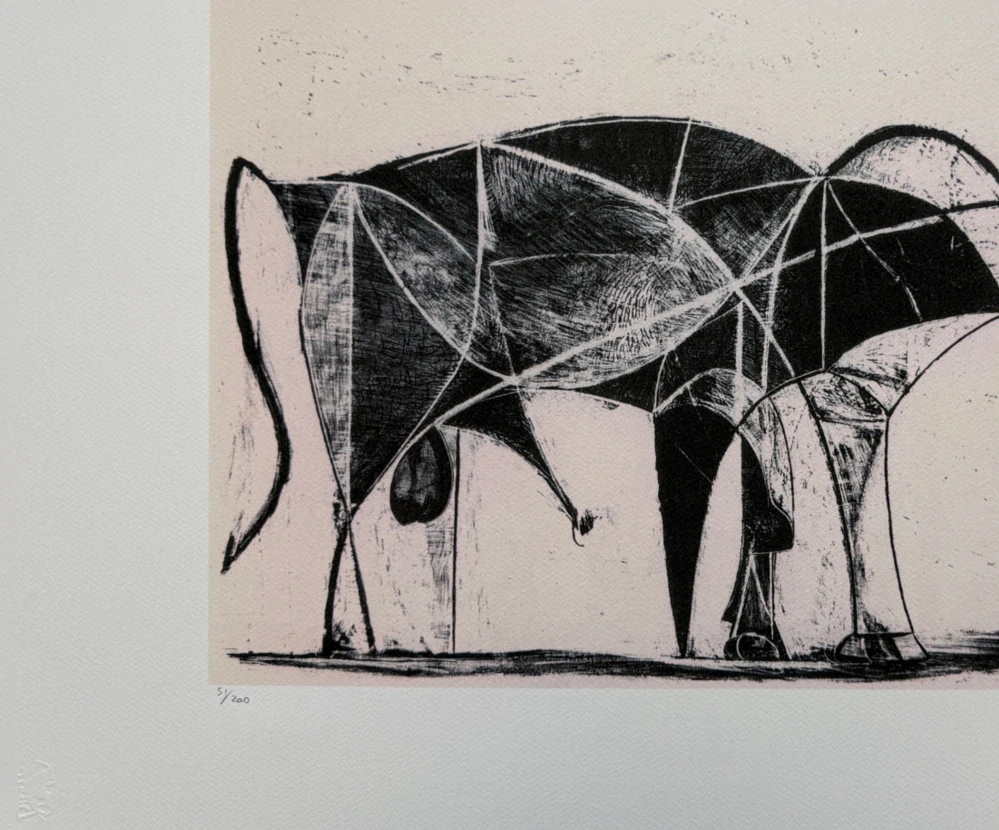 Pablo Picasso - Bull 51/200 - signováno, s certifikátem, 70x50 cm