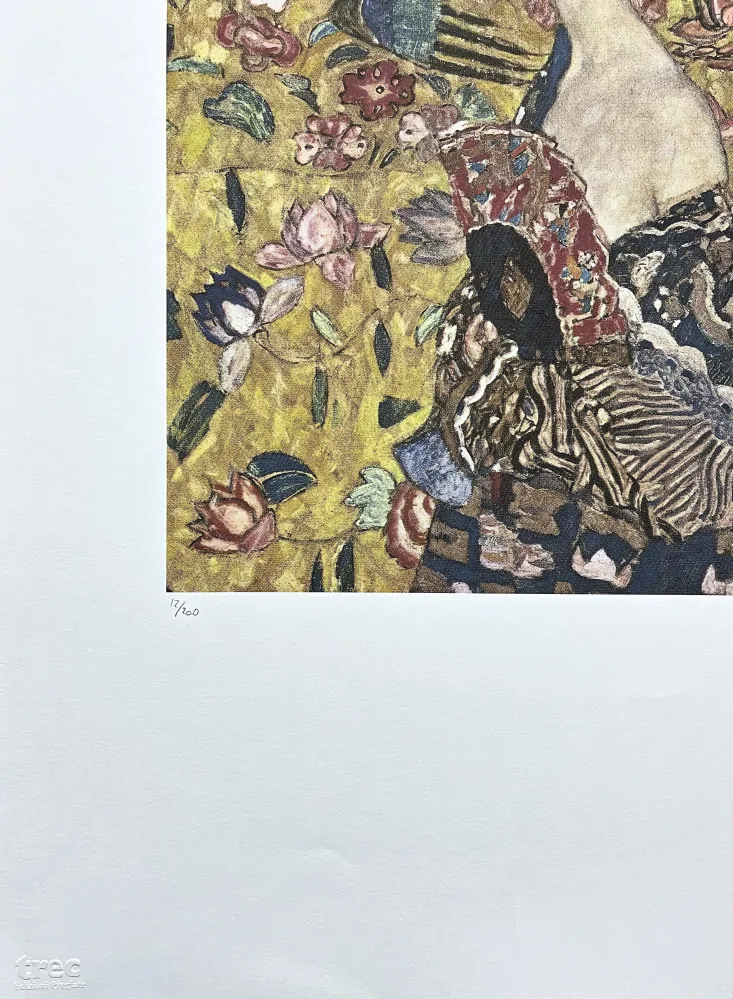 Gustav Klimt - Lady with a Fan 12/200 - signováno, s certifikátem, 50x70 cm
