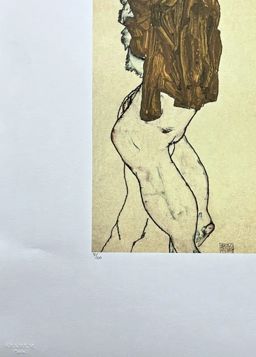 Egon Schiele - Girl Undressing 30/200 - limitovaná edice, s certifikátem, 50x70 cm