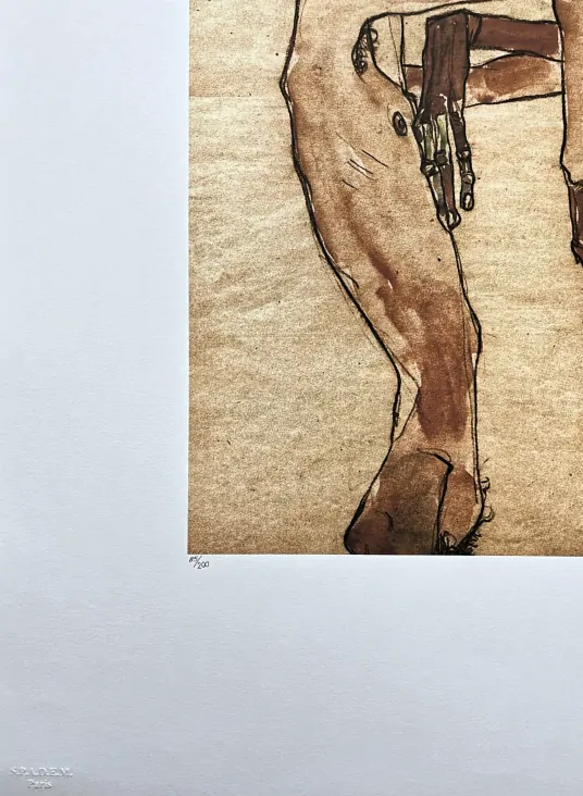 Egon Schiele - Naked Erwin Osen 115/200 - limitovaná edice, s certifikátem, 50x70 cm