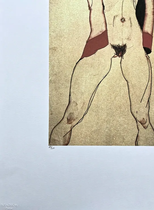 Egon Schiele - Weiblicher Torso 180/200 - limitovaná edice, s certifikátem, 50x70 cm