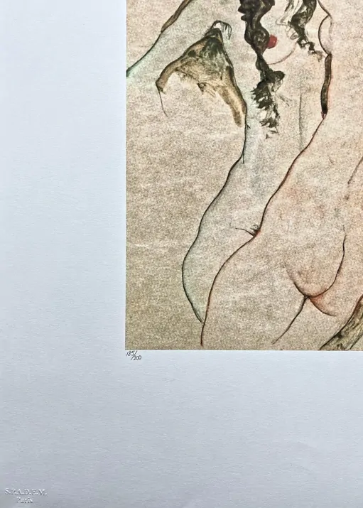 Egon Schiele - Two Women Embracing x/200 - limitovaná edice, s certifikátem, 50x70 cm