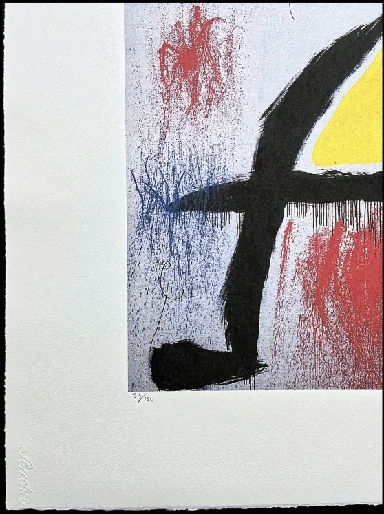 Joan Miró - Personage in front of the Sun 53/150 - limitovaná edice s certifikátem, signováno, 76x56cm