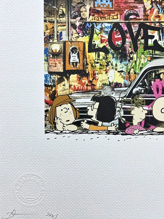 Death NYC - Snoopy, Charlie Brown a Love is free - limitovaná edice s certifikátem, 45x32cm