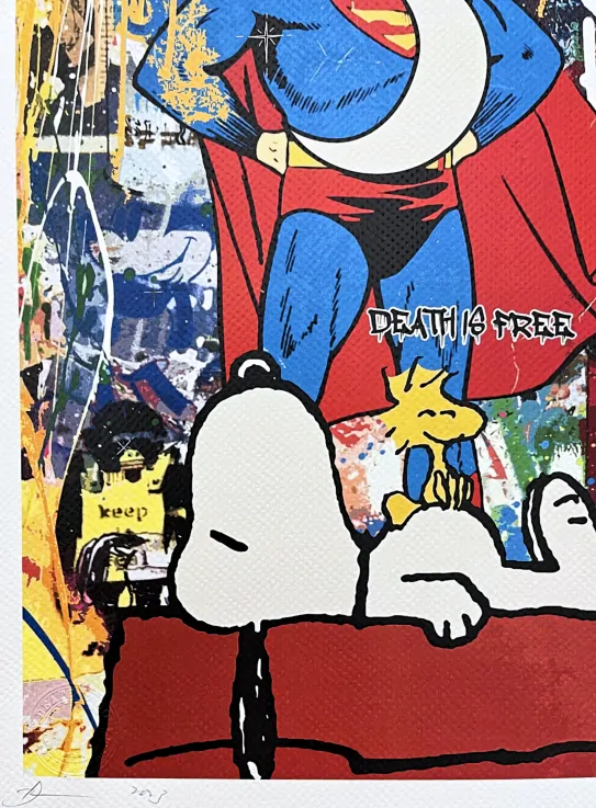 Death NYC - Superman a Snoopy - limitovaná edice s certifikátem, 32x45cm