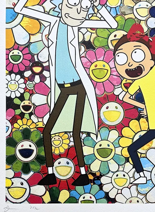 Death NYC - Rick a Morty, Murakami - limitovaná edice s certifikátem, 32x45cm