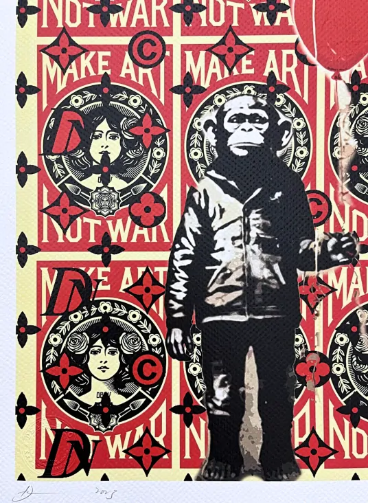 Death NYC - Banksy Chimpanzee a Obey - limitovaná edice s certifikátem, 32x45cm