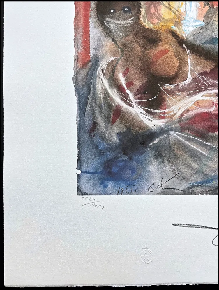 Salvador Dalí - Esclave voilée et homme avec coiffe rouge - signováno, limitovaná edice, 50x66cm