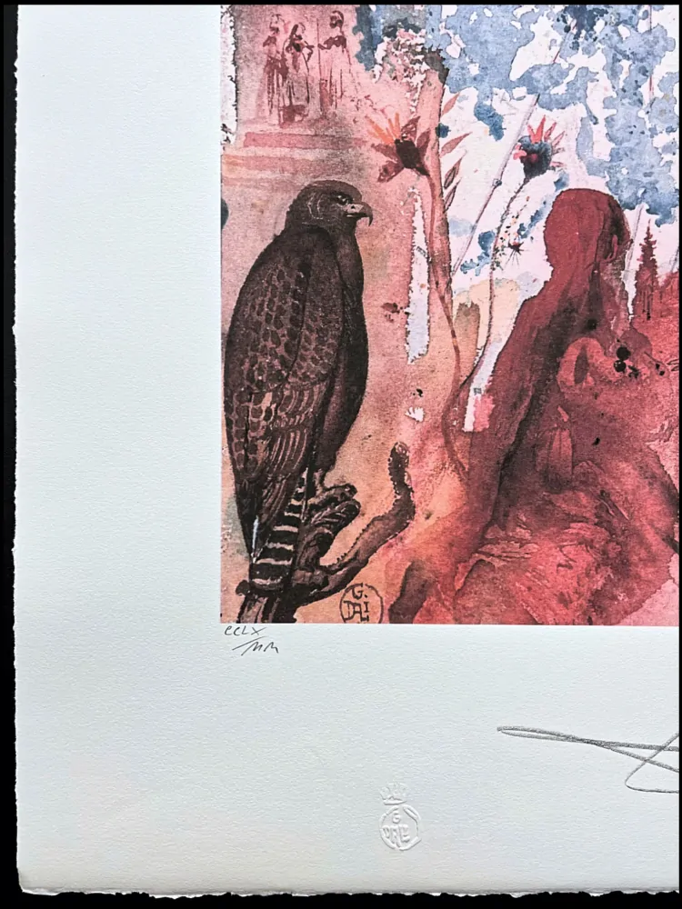Salvador Dalí - Two of the Hawk and Elephant Figure - signováno, limitovaná edice, 50x66cm