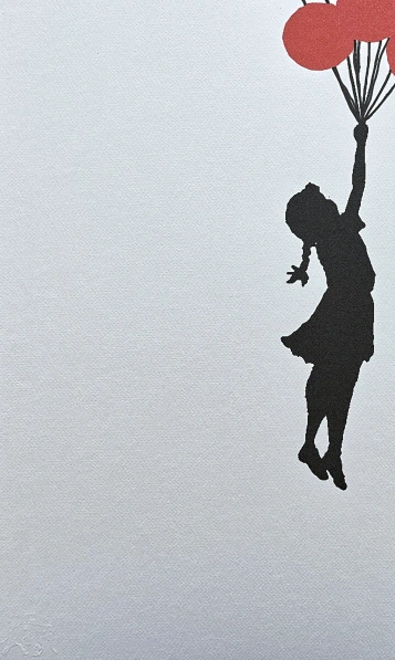 Banksy - Flying Balloon Girl 132/150 - číslovaná edice s certifikátem, 50x70cm