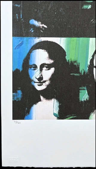 Andy Warhol - Mona Lisa zeleno-modrá x/100 - edice Leo Castelli s certifikátem
