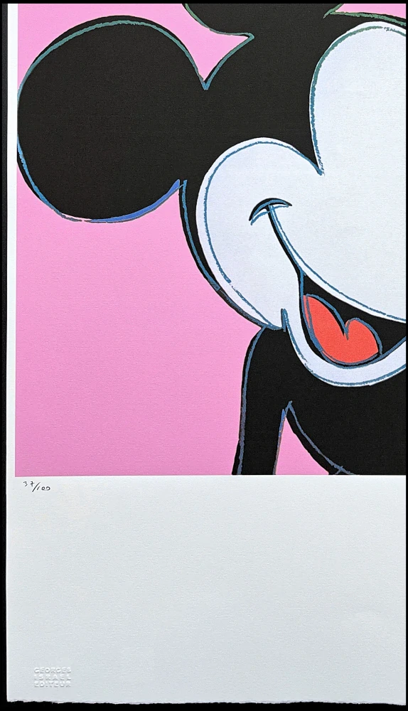 Andy Warhol - Mickey Mouse růžový x/100 - edice Leo Castelli s certifikátem