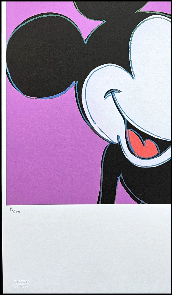 Andy Warhol - Mickey Mouse fialový x/100 - edice Leo Castelli s certifikátem