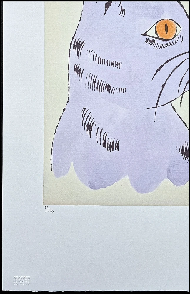Andy Warhol - Cat Sam modro-béžový 71/100 - edice Leo Castelli s certifikátem