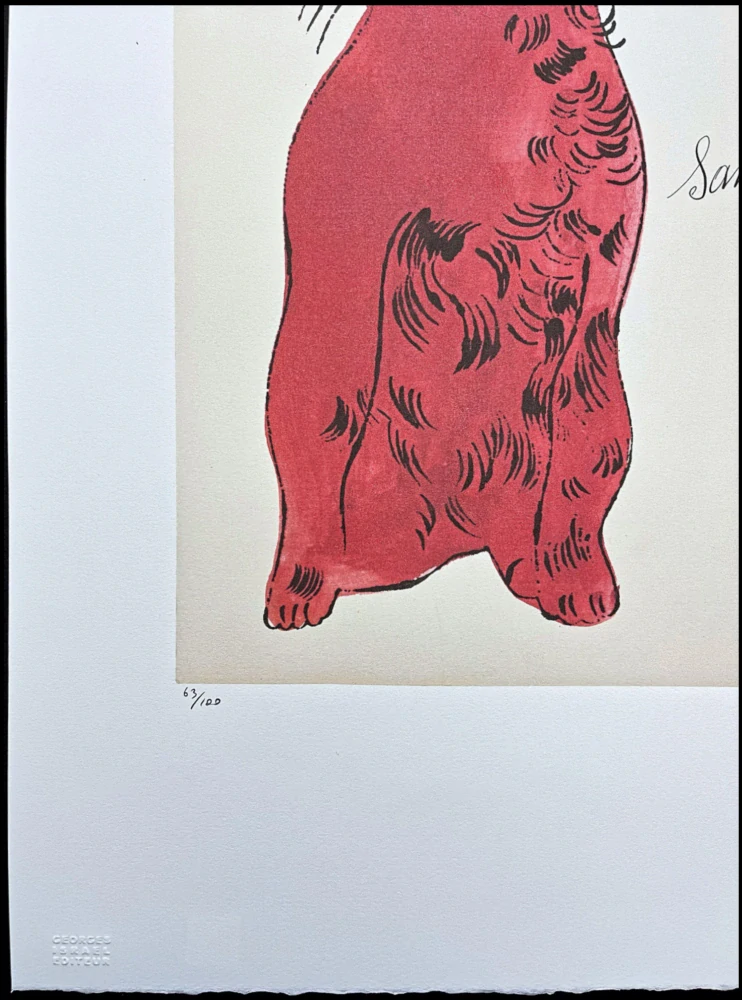 Andy Warhol - Cat Sam červený 63/100 - edice Leo Castelli s certifikátem