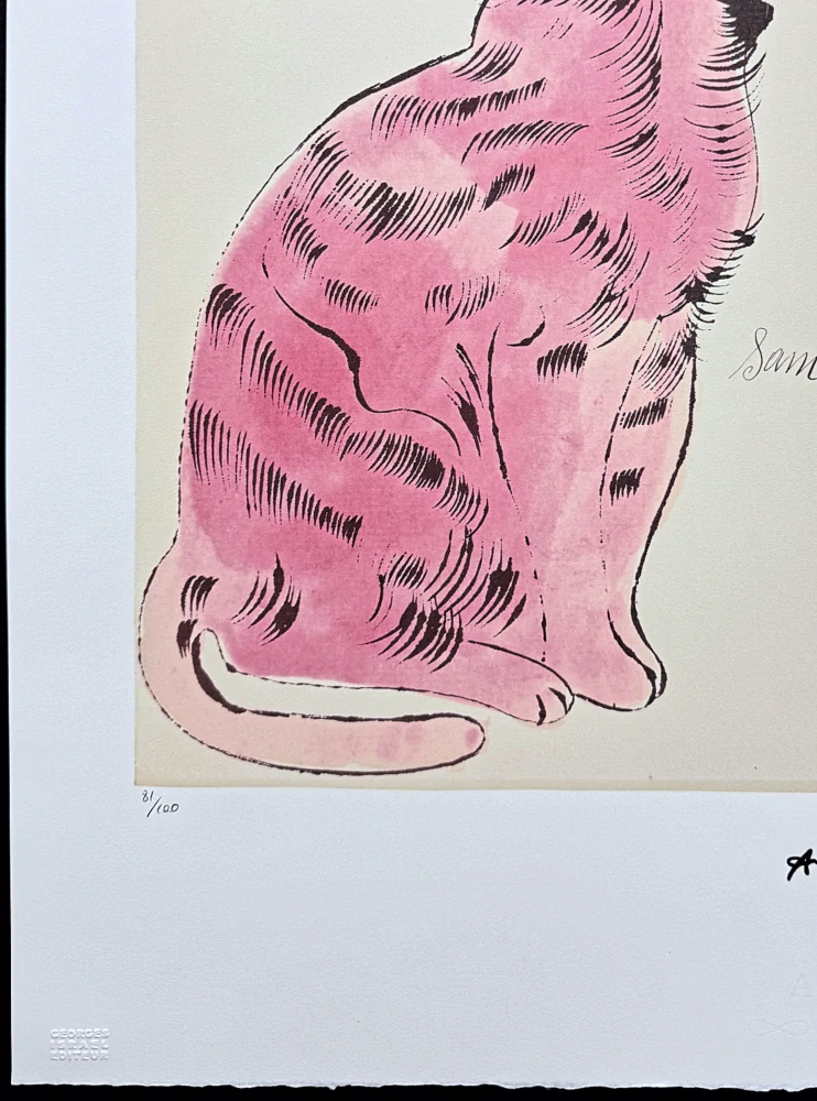 Andy Warhol - Cat Sam růžový 81/100 - edice Leo Castelli s certifikátem