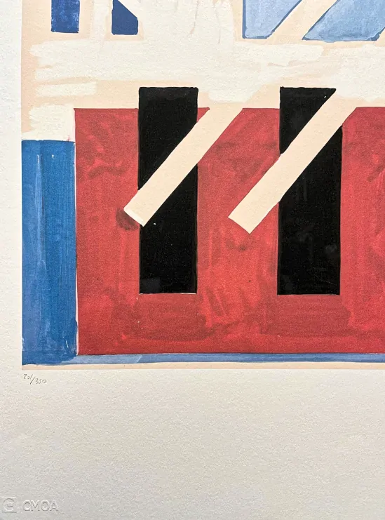 František Kupka - Red and blue composition 201/350 - limitovaná edice s certifikátem, 50x70cm