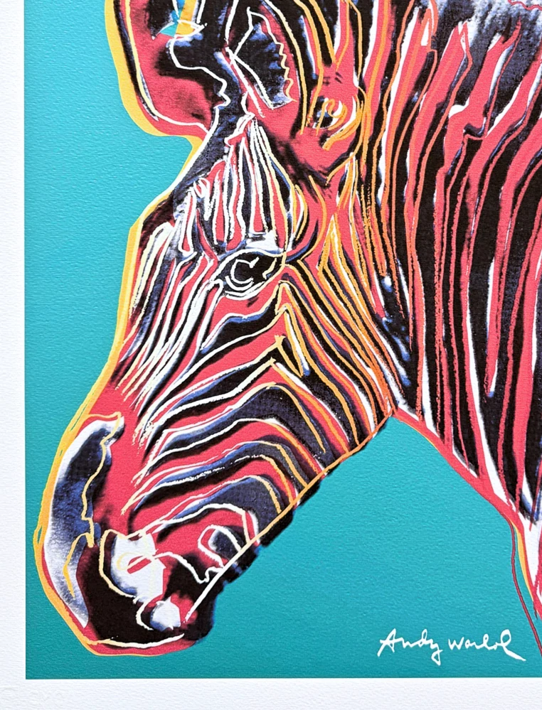 Andy Warhol - Grevys Zebra modrá 211/500 - signováno, 50x50cm, limitovaná edice CMOA s certifikátem