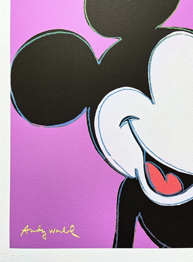 Andy Warhol - Mickey Mouse fialový 350/500 - signováno, 50x50cm, limitovaná edice CMOA s certifikátem