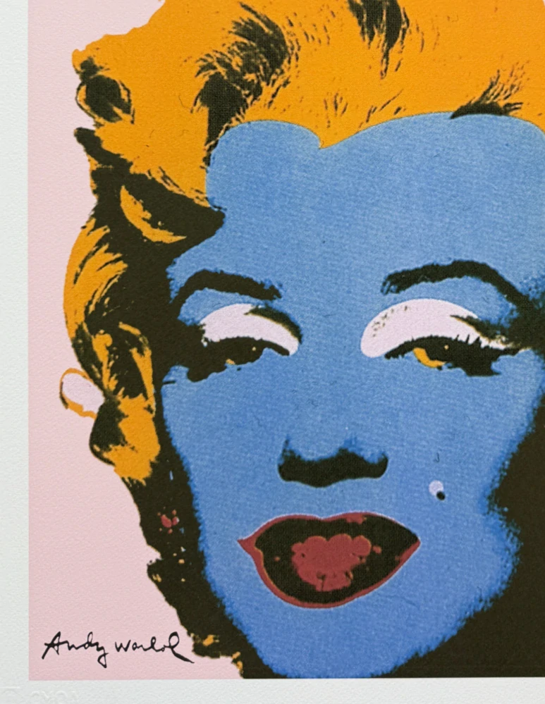Andy Warhol - Marilyn Monroe modro-žlutá 71/500 - signováno, 50x50cm, limitovaná edice CMOA s certifikátem