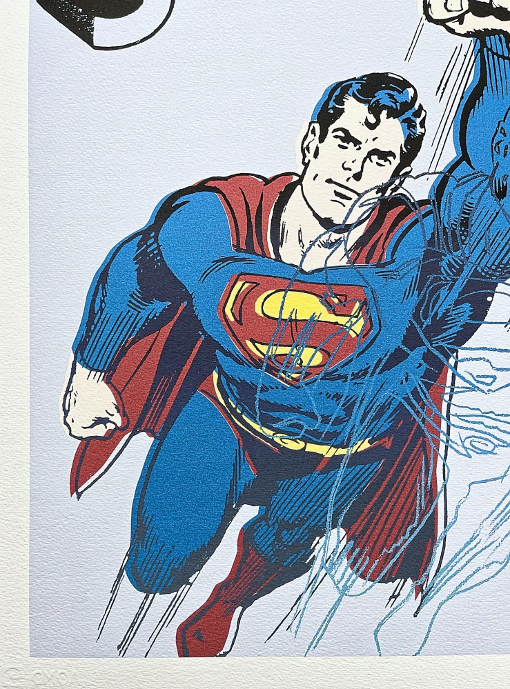 Andy Warhol - Superman světle modrý 238/500 - signováno, 50x50cm, limitovaná edice CMOA s certifikátem