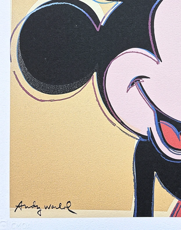 Andy Warhol - Mickey Mouse hnědo-zlatý x/500 - signováno, 50x50cm, limitovaná edice CMOA s certifikátem