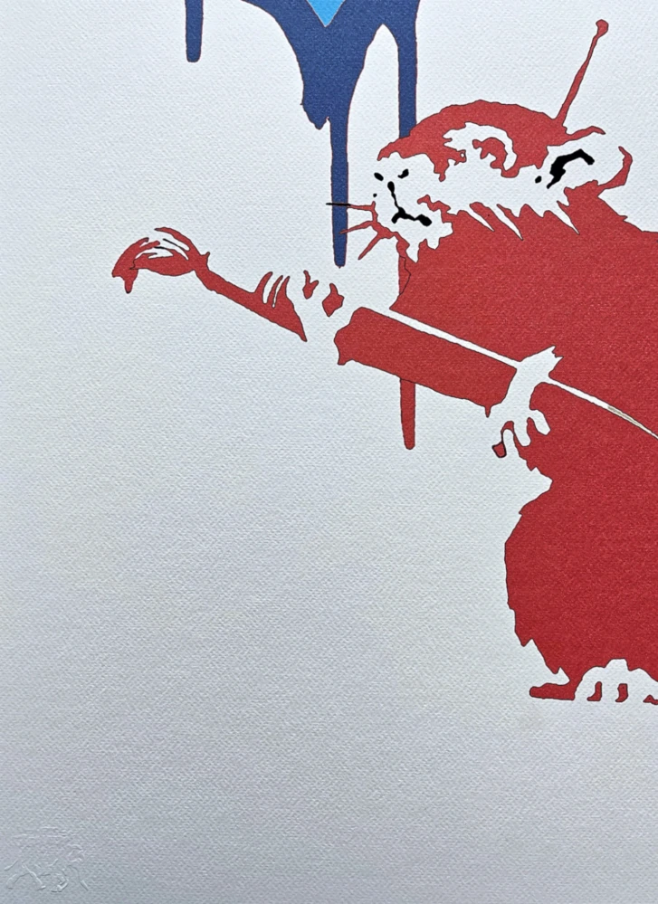 Banksy - Love rat barevná 124/150 - číslovaná edice s certifikátem, 50x70cm