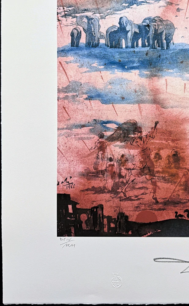 Salvador Dalí - Les Elephants sur Nuages - signováno, limitovaná edice, 50x66cm