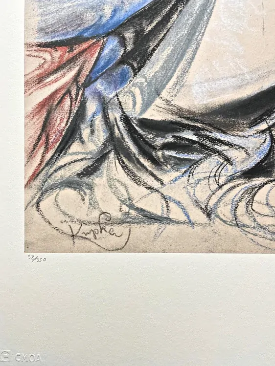 František Kupka - Composition blue and orange 58/350 - limitovaná edice s certifikátem, 50x70cm