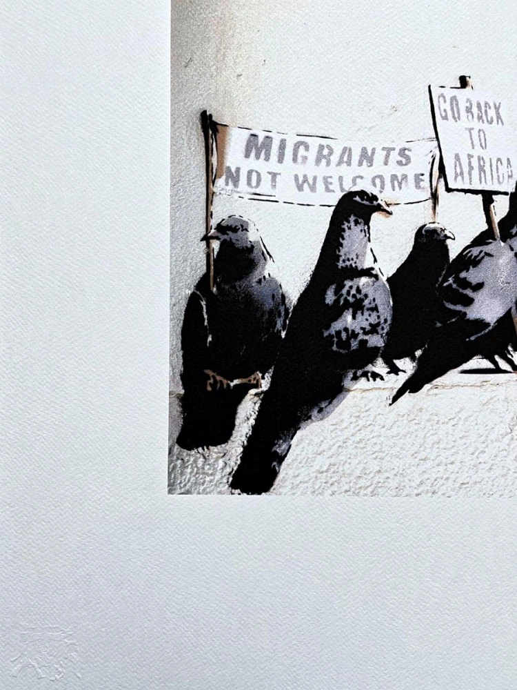 Banksy - Migrants not welcome 64/150 - číslovaná edice s certifikátem, 70x50cm