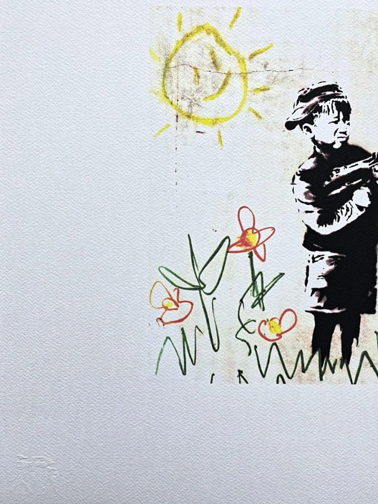 Banksy - Crayon shooter 86/150 - číslovaná edice s certifikátem, 50x70cm