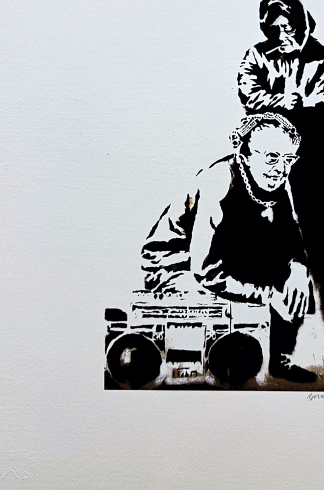 Banksy - Old school grannies 39/150 číslovaná edice s certifikátem, 50x70cm