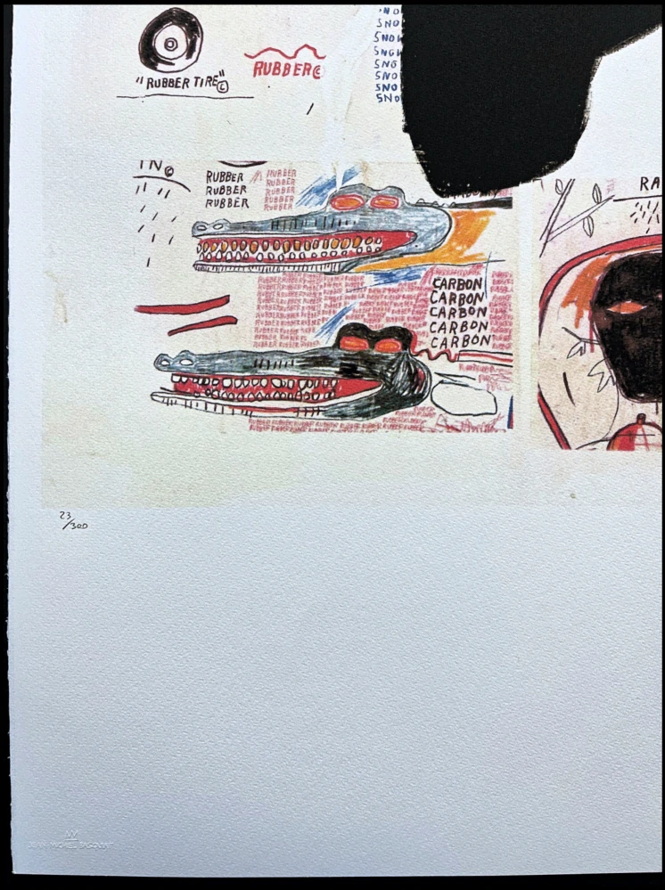 Jean-Michel Basquiat - Black Head 23/300 - limitovaná edice, signováno, 50x70cm 